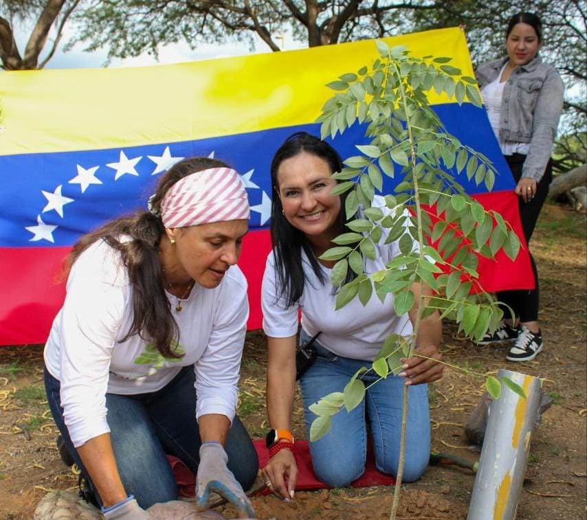 Siete ejemplares de las especies nativas: apamate, caro caro, almendrón, mataratón y otros, fueron sembrados en la Vereda del Lago.